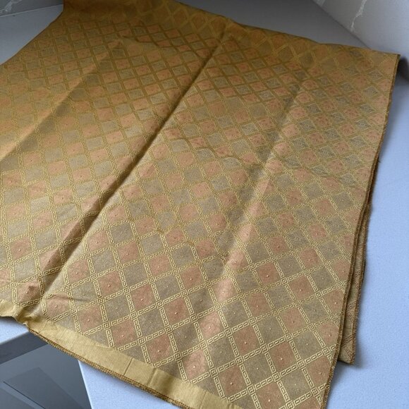 Thibaut Fabric 24x52” Geometric Pattern Silk Shades Of Gold Brocade - Picture 5 of 8